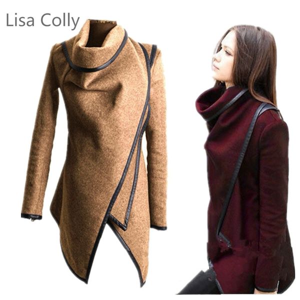 lisa colly new fashion women winter woolen coat jacket zipper asymmetric pu leather trim waterfall open front cardigan coat, Black
lisa colly new fashion women winter woolen coat jacket zipper asymmetric pu leather trim waterfall open front cardigan coat, Black