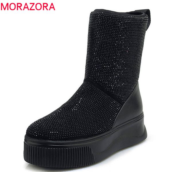morazora 2020 genuine leather winter snow boots thick fur round toe boots ladies flat platform shoes crystal ankle women, Black
morazora 2020 genuine leather winter snow boots thick fur round toe boots ladies flat platform shoes crystal ankle women, Black