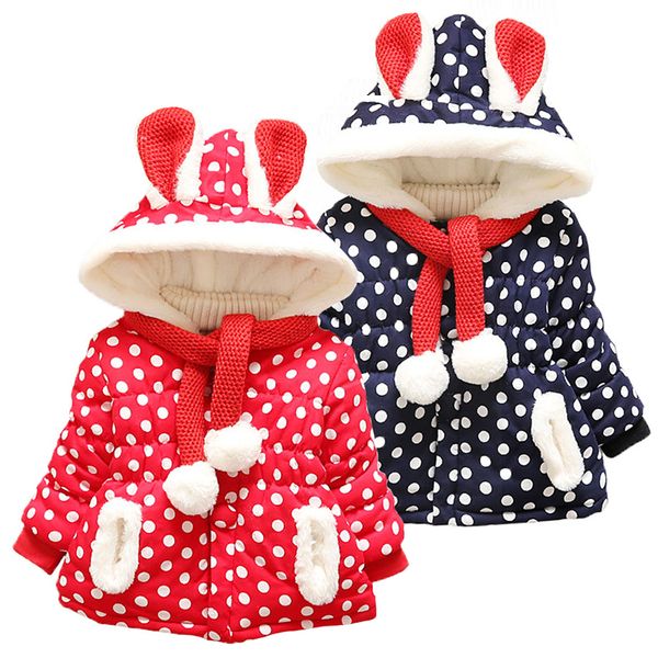 Cute Baby Girls Winter Rabbit Ears Warm Hooded Jackets Dot Thick Coat Parkas Fashion Infant Girls Outerwear Children Clothing
Cute Baby Girls Winter Rabbit Ears Warm Hooded Jackets Dot Thick Coat Parkas Fashion Infant Girls Outerwear Children Clothing