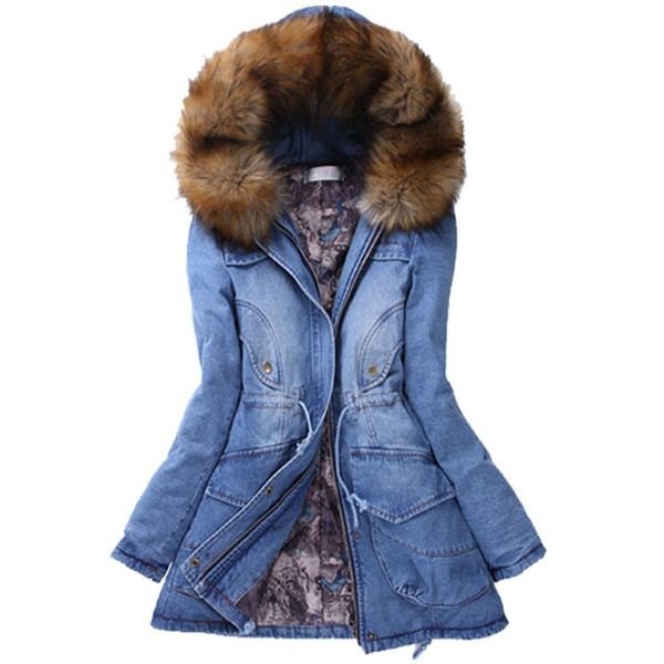 women's explosions 2019 new denim cotton women's korean version of the long section thick large hair collar loose cotton clothing, Black
women's explosions 2019 new denim cotton women's korean version of the long section thick large hair collar loose cotton clothing, Black
