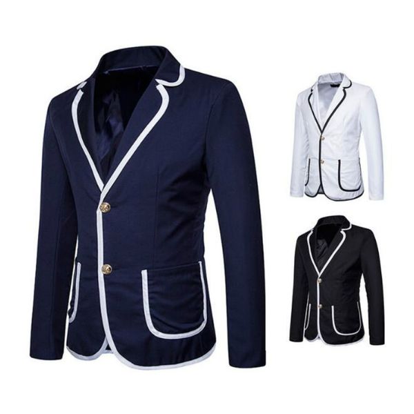 men's suit jacket new fashion men's two-button casual fashion slim personality clothing, White;black
men's suit jacket new fashion men's two-button casual fashion slim personality clothing, White;black