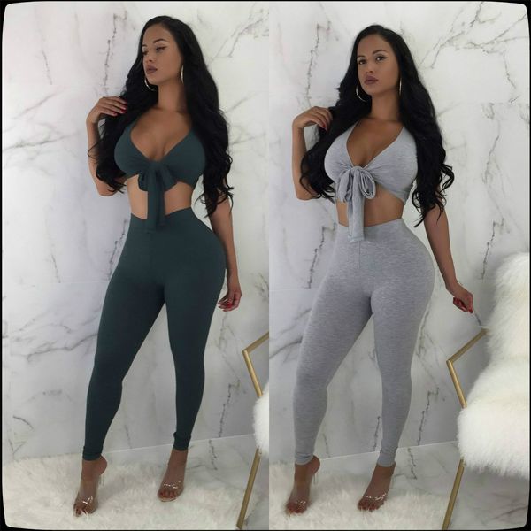 2020 women two piece sets summer oufits grey knot front crop and pants set two piece pants set tracksuits, Gray
2020 women two piece sets summer oufits grey knot front crop and pants set two piece pants set tracksuits, Gray