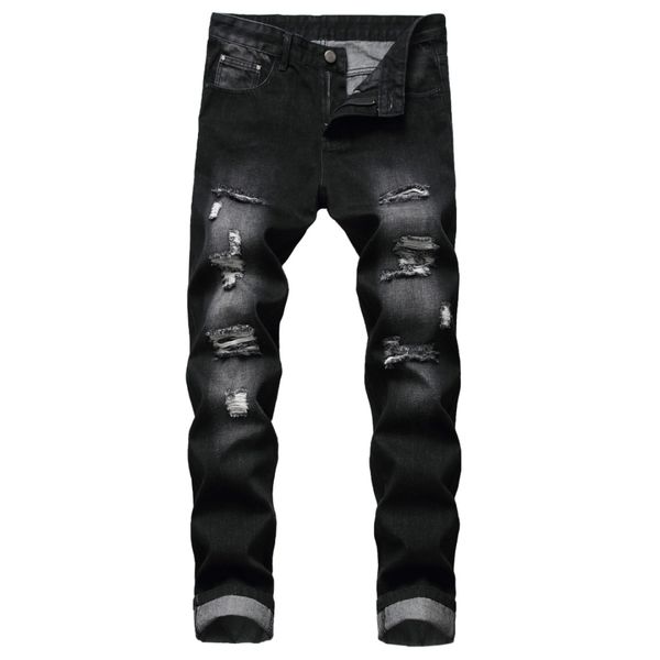 the new hole straight straight slim non-stretch men's jeans personality fashion casual street trend designer denim trousers, Blue
the new hole straight straight slim non-stretch men's jeans personality fashion casual street trend designer denim trousers, Blue