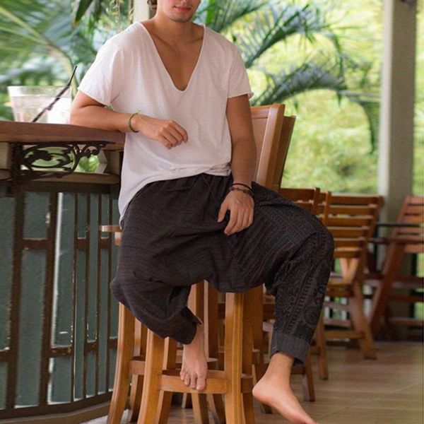 men's casual baggy harem pants loose beach yoga elastic waist trousers bottoms men's casual pants, Black
men's casual baggy harem pants loose beach yoga elastic waist trousers bottoms men's casual pants, Black