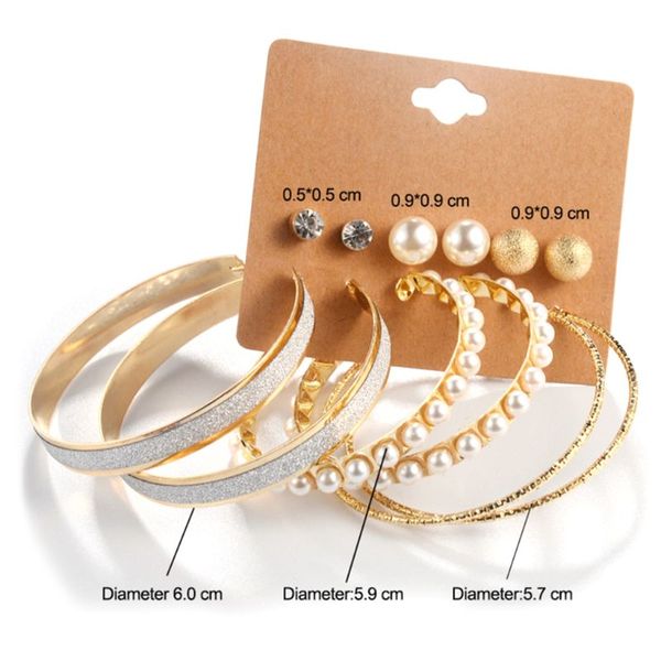 6 pairs/set jewelry earrings matte luxury pearl pendant charms women lady gifts party fashion elegant creative circle ear stud, Golden;silver
6 pairs/set jewelry earrings matte luxury pearl pendant charms women lady gifts party fashion elegant creative circle ear stud, Golden;silver