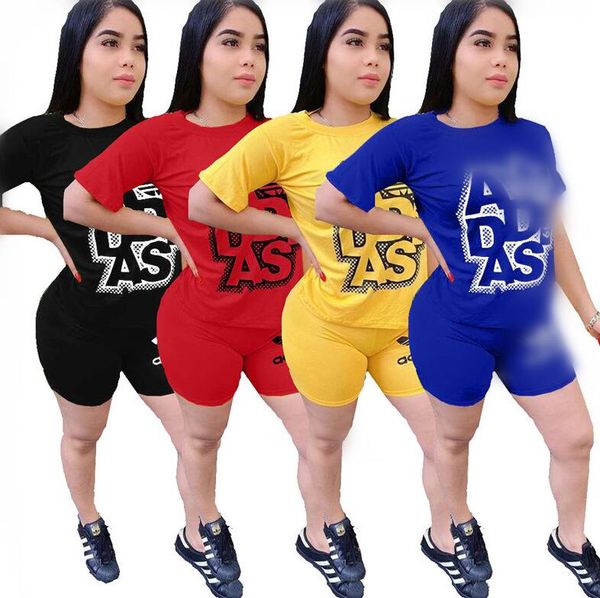 

women tracksuit designer letters short sleeves t shirt shorts pants candy color summer luxury two piece outfits brand sports suit d52209cz