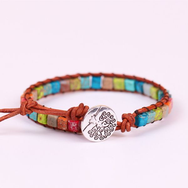 chakra bracelet jewelry handmade multi color natural stone tube beads leather wrap bracelet couples bracelets creative gifts, Golden;silver
chakra bracelet jewelry handmade multi color natural stone tube beads leather wrap bracelet couples bracelets creative gifts, Golden;silver