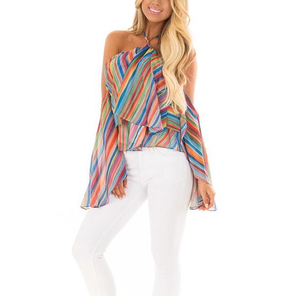 jaycosin 2019 women flared sleeves blouse female shirt casual loose mesh rainbow stripe print plus size femme blusas 520, White
jaycosin 2019 women flared sleeves blouse female shirt casual loose mesh rainbow stripe print plus size femme blusas 520, White