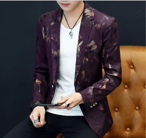 stylish gold tulips pattern casual blazer men suit jacket british gentleman wedding grooms slim fit fashion coat outfit, White;black
stylish gold tulips pattern casual blazer men suit jacket british gentleman wedding grooms slim fit fashion coat outfit, White;black