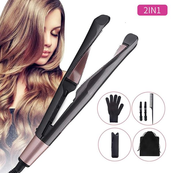 

professional 2 in 1 hair curler and straightener in one twist curling iron salon flat irons styler tourmaline ceramic curly