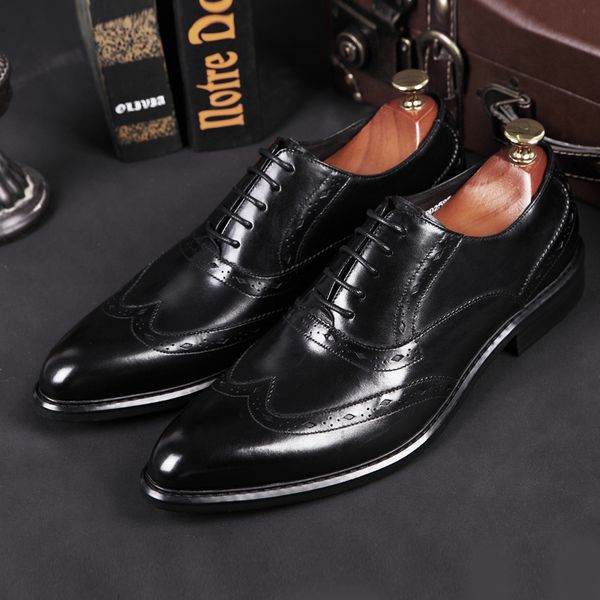 2018 new men business shoes genuine leather men brogues shoes bullock dress male formal comfortable, Black
2018 new men business shoes genuine leather men brogues shoes bullock dress male formal comfortable, Black