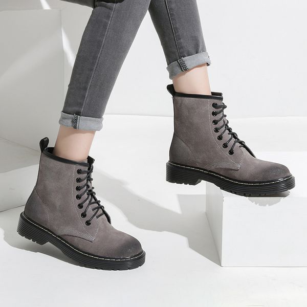 lady boots platform women's low shoes round toe flat heel leather booties bootee woman 2019 luxury designer lace up, Black
lady boots platform women's low shoes round toe flat heel leather booties bootee woman 2019 luxury designer lace up, Black