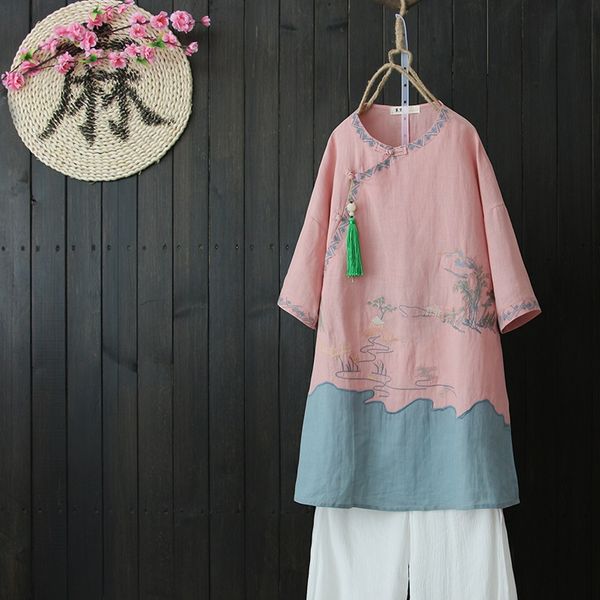 women traditional chinese clothing linen shirt clothes mandarin collar plate button cheongsam shirt pink green, Red
women traditional chinese clothing linen shirt clothes mandarin collar plate button cheongsam shirt pink green, Red