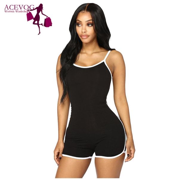 women sleeveless solid color jumpsuit slim short casual bodycon casual summer rompers bodysuit, Black;white
women sleeveless solid color jumpsuit slim short casual bodycon casual summer rompers bodysuit, Black;white
