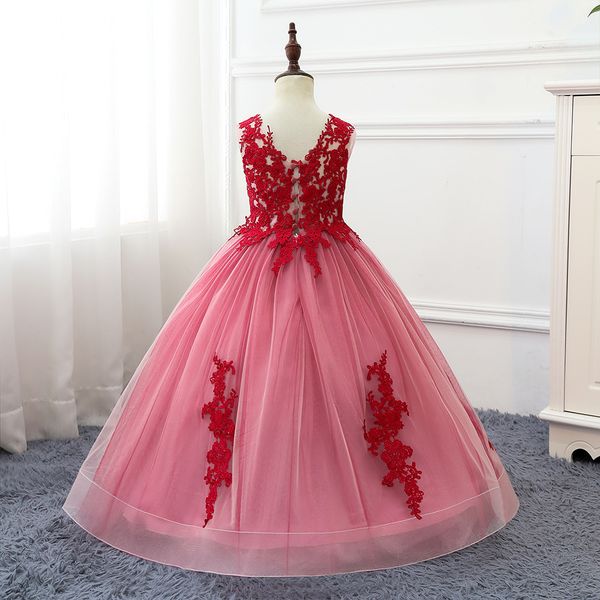 birthday performance catwalks lace flower children's dress qidi new style formal dress long skirts children puffy princess skirt, Red;yellow
birthday performance catwalks lace flower children's dress qidi new style formal dress long skirts children puffy princess skirt, Red;yellow