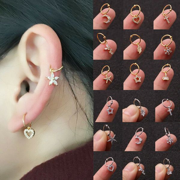 2019 new dangle crystal heart cross ear cartilage bar hoop personality fashion drop earring women jewelry gift, Silver
2019 new dangle crystal heart cross ear cartilage bar hoop personality fashion drop earring women jewelry gift, Silver