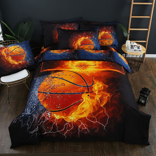 

3d flame basketball bedding set print duvet cover set bedclothes eu/au/us twin  king size bed linen gift to boy