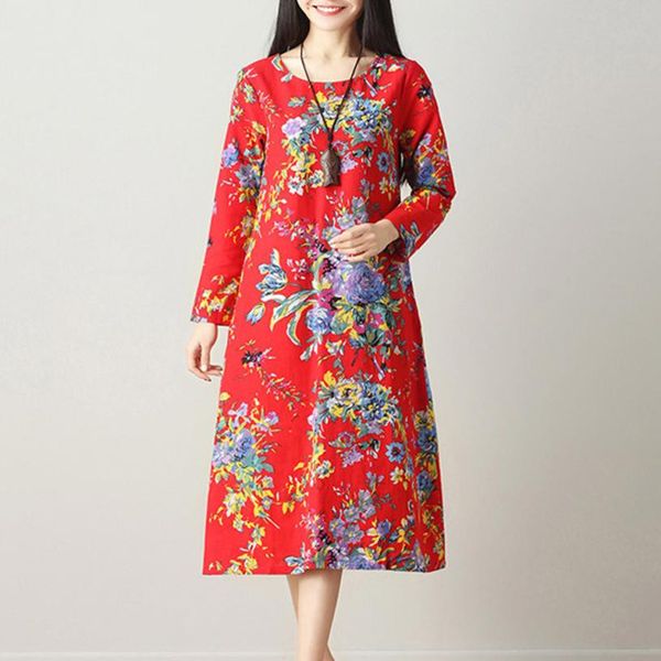 2018 dress female new fashion vintage womens long sleeve loose floral national style large size long dress vestidos, Black;gray
2018 dress female new fashion vintage womens long sleeve loose floral national style large size long dress vestidos, Black;gray