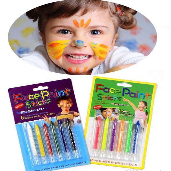 6 Colors Face Painting Crayon Pencils Splicing Structure Face Paint Crayon Body Painting Pen Stick For Children Party Makeup