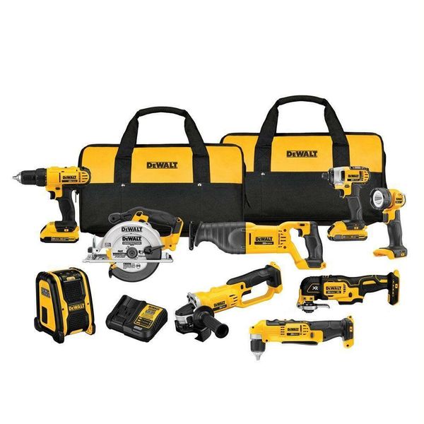 Dewalt dck940d2 20v li ion drill impact circular aw grinder 9 tool combo kit 
Dewalt dck940d2 20v li ion drill impact circular aw grinder 9 tool combo kit