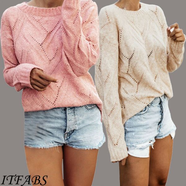 women long sleeve knit loose winter warm sweater openwork jumper pullover, White;black
women long sleeve knit loose winter warm sweater openwork jumper pullover, White;black