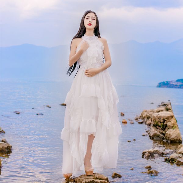 2018 summer new style qinghai lake card halter flounced irregular red big hemline chiffon dress, Black;gray
2018 summer new style qinghai lake card halter flounced irregular red big hemline chiffon dress, Black;gray