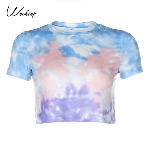 weekeep tie dye печати женщины повседневная crop top лето 2020 с коротким рукавом свободные streetwear футболки корейской моды футболки hara, White
weekeep tie dye печати женщины повседневная crop top лето 2020 с коротким рукавом свободные streetwear футболки корейской моды футболки hara, White