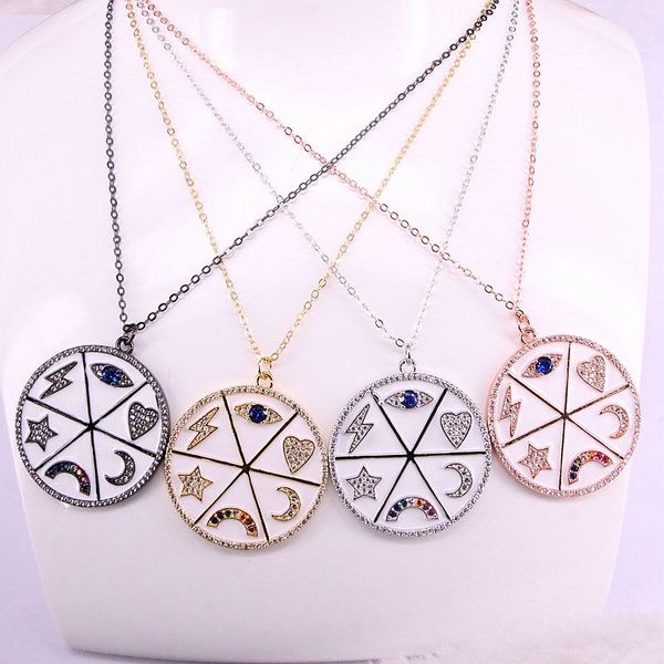 6pcs, 35mm, heart eye signet cz paved moon star coin pendant necklace for women geometric classic fashion jewelry, Silver
6pcs, 35mm, heart eye signet cz paved moon star coin pendant necklace for women geometric classic fashion jewelry, Silver