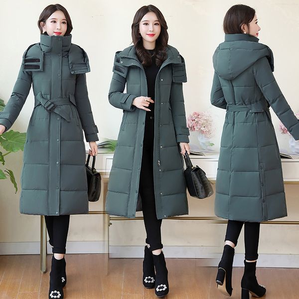 2019 winter new women's cotton suit loose personality straight long-sleeved thick long coat with belt, Black
2019 winter new women's cotton suit loose personality straight long-sleeved thick long coat with belt, Black