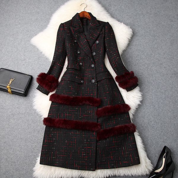 european and american women's 2018 winter clothing new long sleeve stitching rabbit hair double-breasted tweed coats, Black
european and american women's 2018 winter clothing new long sleeve stitching rabbit hair double-breasted tweed coats, Black