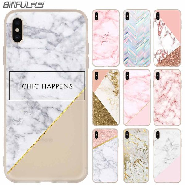 

phone cases luxury silicone soft cover for iphone xi r 2019 x xs max xr 6 6s 7 8 plus 5 4s se coque color pink and aqua marble