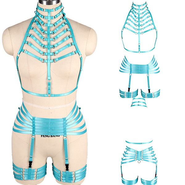 body cage harness bra strappy set elastic adjust goth festival rave chest belt neck bondage harness leg garter lingerie, Black;white
body cage harness bra strappy set elastic adjust goth festival rave chest belt neck bondage harness leg garter lingerie, Black;white