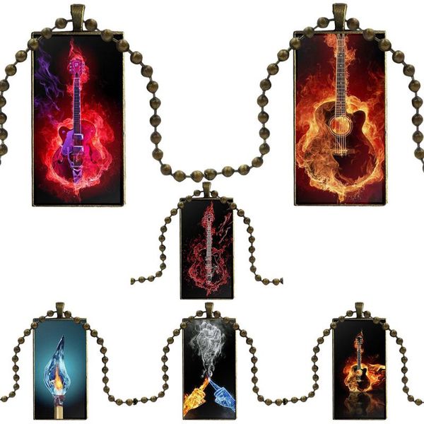 for women kids fire and guitar music pattern glass pendant necklace handmade half pendant rectangle necklace, Silver
for women kids fire and guitar music pattern glass pendant necklace handmade half pendant rectangle necklace, Silver