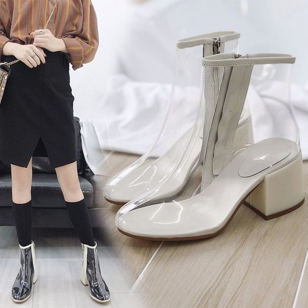 shoes lady boots zipper transparent heel femme summer booties round toe low heels booties boots-women luxury designer ladies, Black
shoes lady boots zipper transparent heel femme summer booties round toe low heels booties boots-women luxury designer ladies, Black