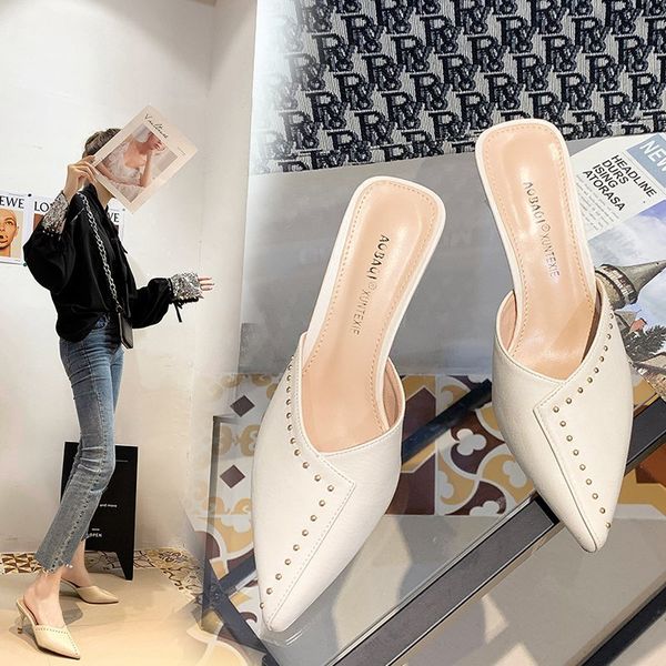 baotou rivet slippers women 2020 summer new fine heel pointed mid heel women's shoes fashion wild female sandals z789, Black
baotou rivet slippers women 2020 summer new fine heel pointed mid heel women's shoes fashion wild female sandals z789, Black