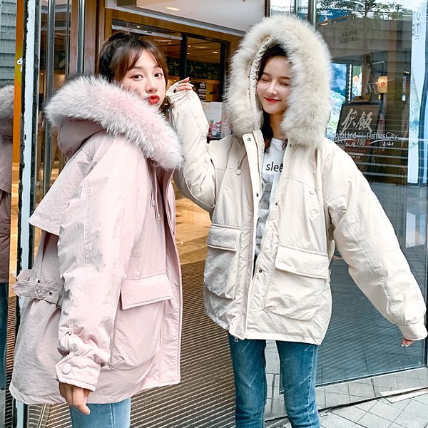 2019 new down cotton jacket women's cropped coat thicken display collar fashion cotton coat, Tan;black
2019 new down cotton jacket women's cropped coat thicken display collar fashion cotton coat, Tan;black