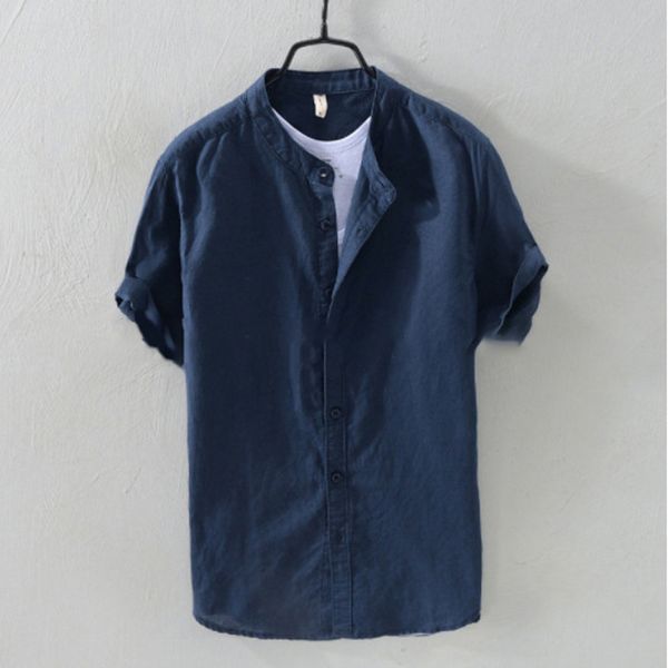 men's summer shirts casual loose short sleeve shirt stand collar plus size solid color breathable male new clothing, White;black
men's summer shirts casual loose short sleeve shirt stand collar plus size solid color breathable male new clothing, White;black