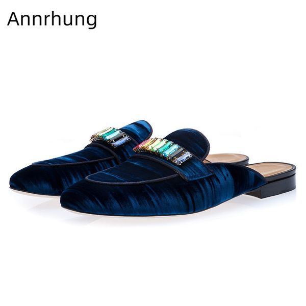 fashion rainbow color crystal mens slippers blue velvet mules outwear flat slides slip on casual shoes mens rhinestone shoes, Black
fashion rainbow color crystal mens slippers blue velvet mules outwear flat slides slip on casual shoes mens rhinestone shoes, Black