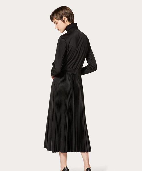 designer women dress black stand collar long sleeves pleats long womne dress letter print zipper celebrity style dress, White
designer women dress black stand collar long sleeves pleats long womne dress letter print zipper celebrity style dress, White