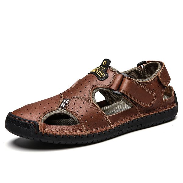 2019 summer new leather casual breathable men's sandals fashion beach shoes flat large size comfortable light, Black
2019 summer new leather casual breathable men's sandals fashion beach shoes flat large size comfortable light, Black