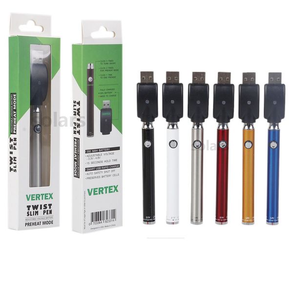 Новый аккумулятор Vertex Bottom Twist 380 мАч Разогрев VV Тонкая батарея Vape Нижний счетчик EGO C Twist Vape Pen для плотного масляного картриджа
Новый аккумулятор Vertex Bottom Twist 380 мАч Разогрев VV Тонкая батарея Vape Нижний счетчик EGO C Twist Vape Pen для плотного масляного картриджа
