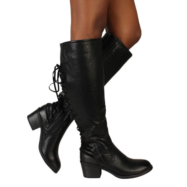 new leather women over the knee boots fashion leather lace up high heels boots warm snow winter women's knee shoes, Black
new leather women over the knee boots fashion leather lace up high heels boots warm snow winter women's knee shoes, Black