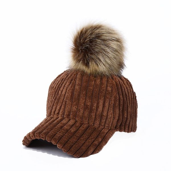cute women's corduroy baseball cap faux fur pom brown gray black dark red, Blue;gray
cute women's corduroy baseball cap faux fur pom brown gray black dark red, Blue;gray