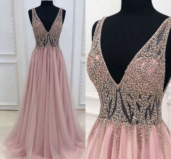 luxury beading crystal deep v-neck prom formal dresses 2019 draped tulle skirt dresses evening wear vestido de novia party formal gowns, Black
luxury beading crystal deep v-neck prom formal dresses 2019 draped tulle skirt dresses evening wear vestido de novia party formal gowns, Black