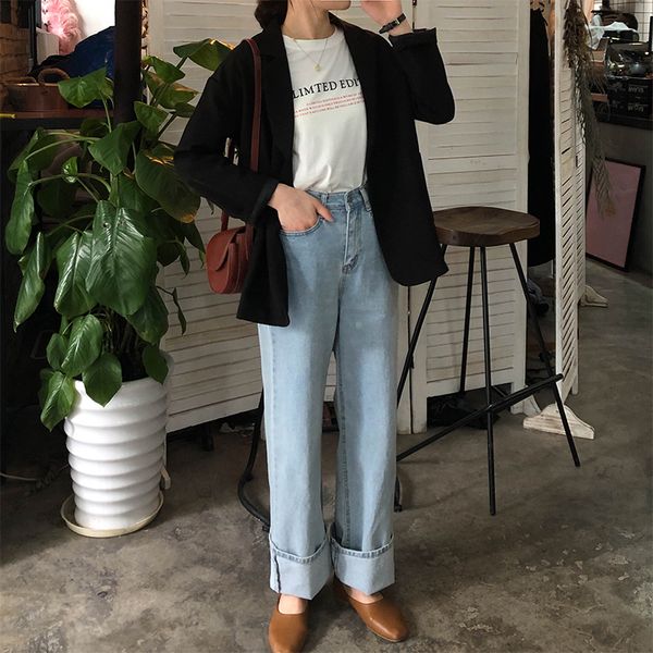 2019 korean vintage style solid color blazer jacket long sleeve notched coat woman causal long blazers womens (x249, White;black
2019 korean vintage style solid color blazer jacket long sleeve notched coat woman causal long blazers womens (x249, White;black