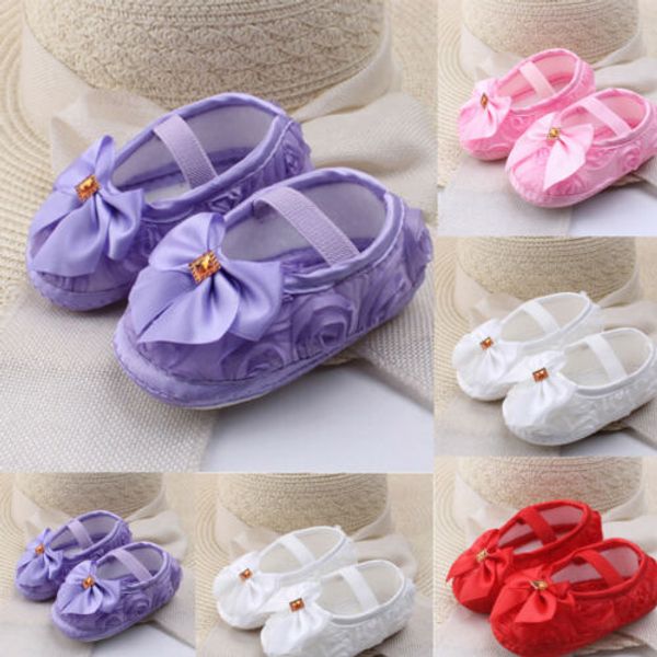 Newborn Infant Baby Girls Non-Slip Soft Crib Shoes Princess Prewalker Sole, Black