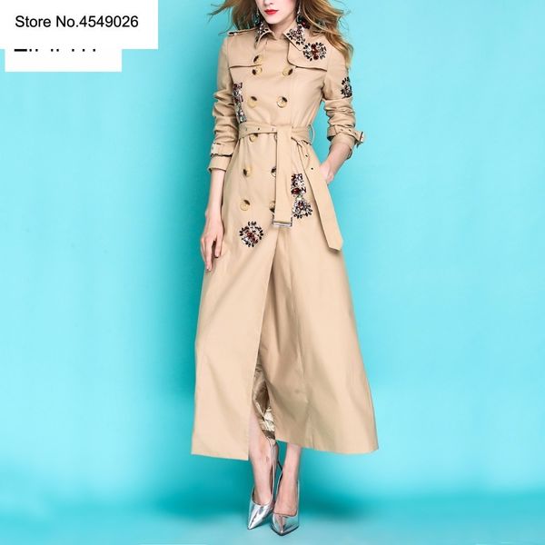 england style autumn spring trench coat for women adjustable waist slim diamonds coat x-long trench female outerwear b1144, Tan;black
england style autumn spring trench coat for women adjustable waist slim diamonds coat x-long trench female outerwear b1144, Tan;black
