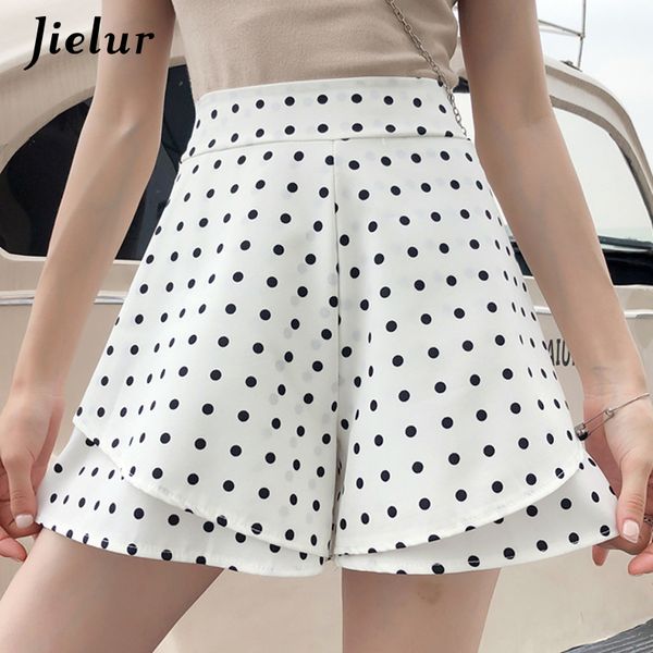 black white polka dots women shorts ruffles casual harajuku chic chiffon shorts lady college fashion spodenki damskie, White;black
