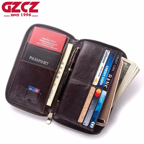 gzcz wallet men genuine leather male clutch passport holder long zipper purse phone money bag for business travel portomonee, Red;black
gzcz wallet men genuine leather male clutch passport holder long zipper purse phone money bag for business travel portomonee, Red;black