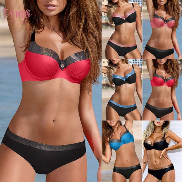 women solid tankini padded push up bra bikini set swimsuit bathing suit swimwear beachwear bikini 2020 mujer, White;black
women solid tankini padded push up bra bikini set swimsuit bathing suit swimwear beachwear bikini 2020 mujer, White;black